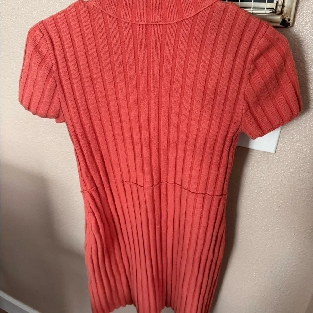 Free People Lorrie Coral Ribbed Sweater Dress
